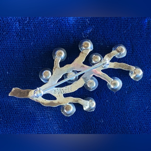 Vintage VanDell Sterling Silver Crystal TREE OF LIFE Brooch - Picture 2 of 2